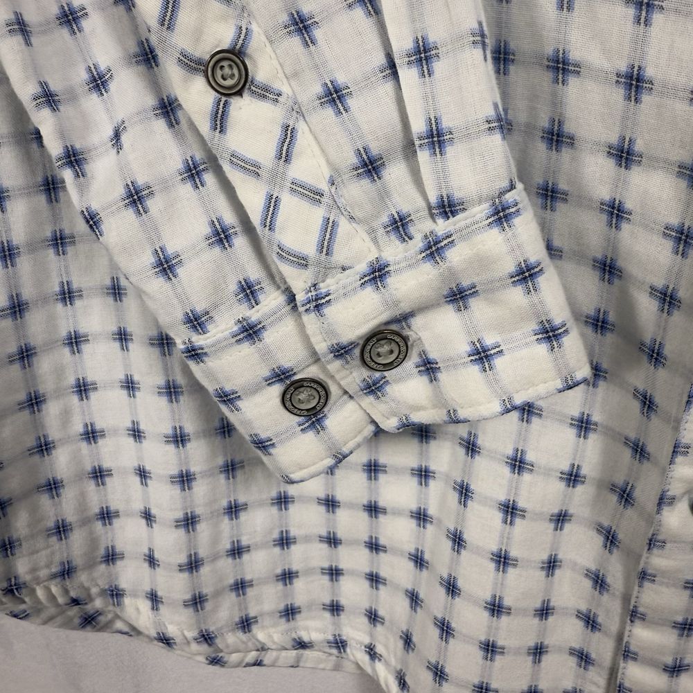 Carbon 2 Cobalt Mens Button‎ Down Shirt Large White Gauze Cotton Metal Buttons - Picture 6 of 9